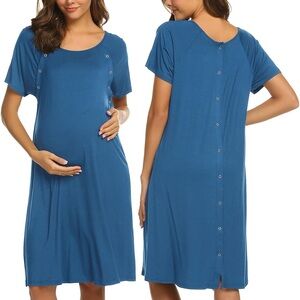 Maternity / Labor and Delivery Dress - Blue